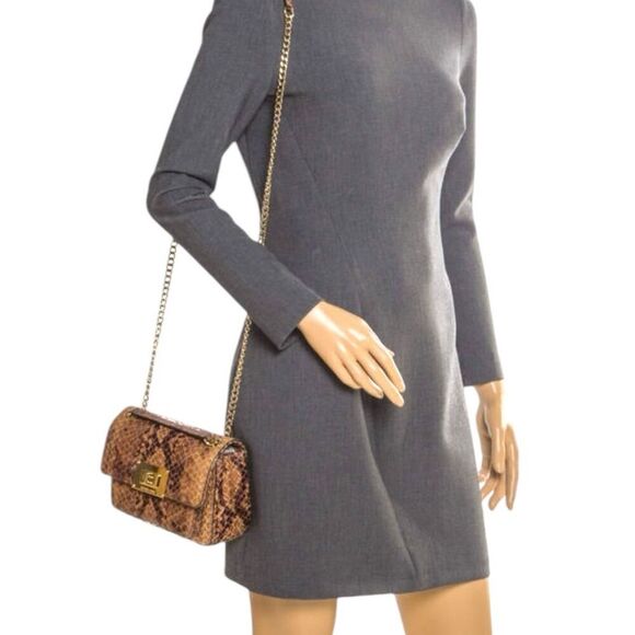 Michael Kors Python Embossed Patent Leather Shoulder Bag - Picture 3 of 16